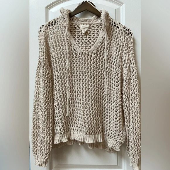 Nicole Miller Artelier Crochet Style Hooded Sweater - Picture 1 of 5